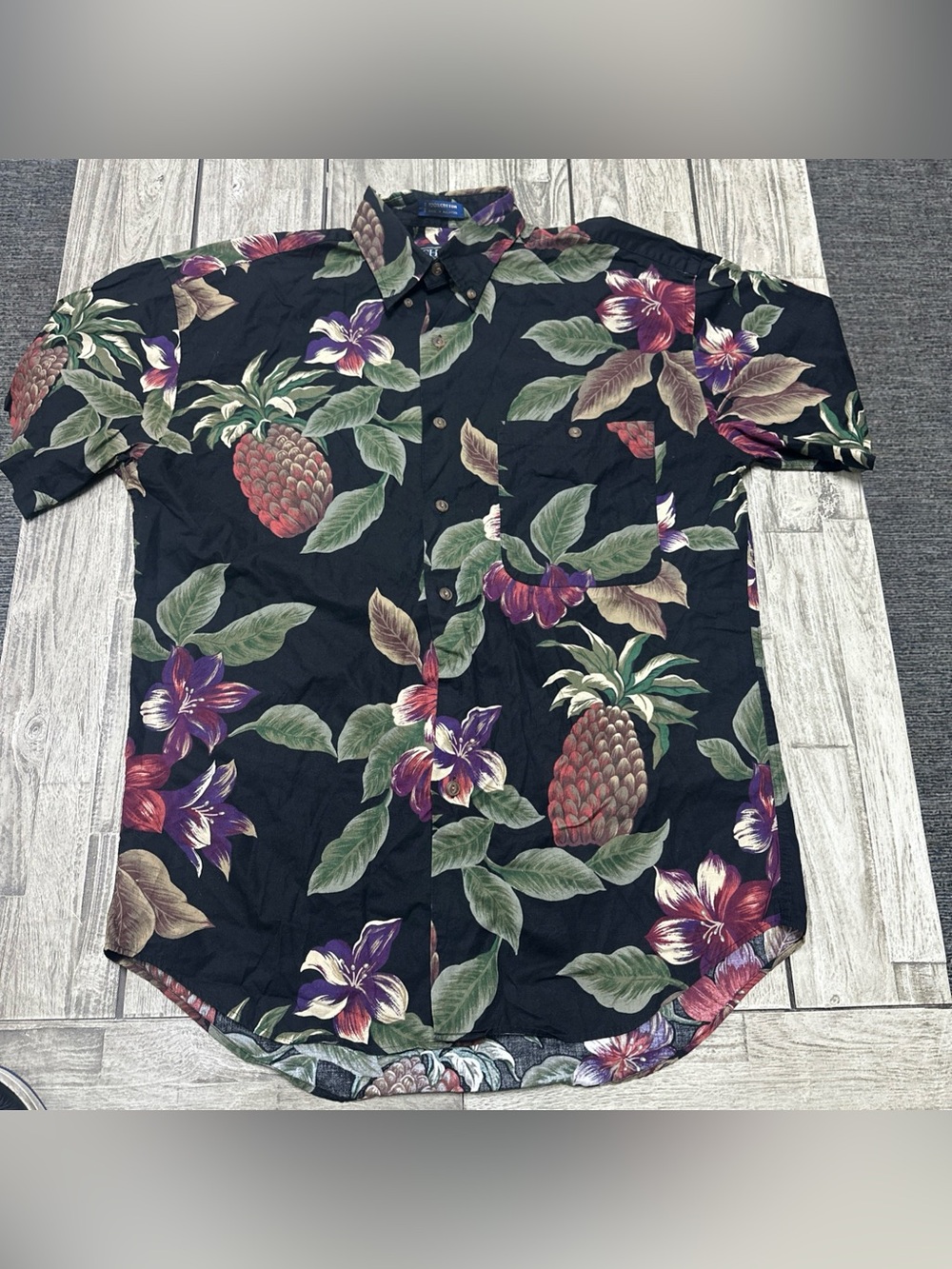 VTG Polo Ralph Lauren Chaps Hawaiian Button Down Shirt Tropical Pineapple AOP M